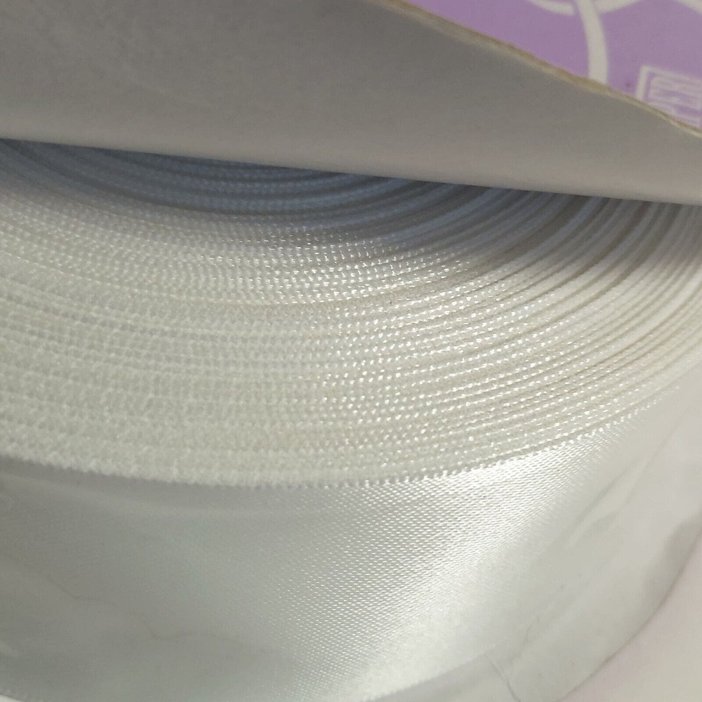Paper Mart 1-1/2" x 50 yds White Double Face Satin Ribbon Roll Taiwan New Spool